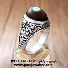 انگشتر جزع یمانی باباقوری قدیمی قلمزنی a172