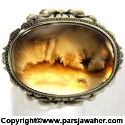 انگشتر عقیق شجر منظره اصل 705