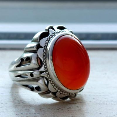 انگشتر نقره مردانه عقیق اصل رکاب چیچک a200