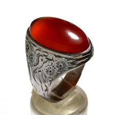 انگشتر قدیمی مردانه عقیق قلمزنی قدیم a237