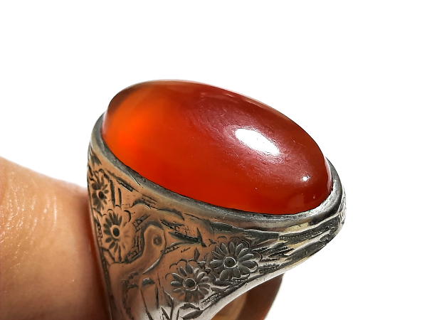 انگشتر قدیمی مردانه عقیق قلمزنی قدیم a237_3