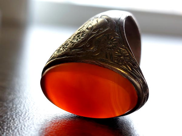 انگشتر قدیمی مردانه عقیق قلمزنی قدیم a237_4