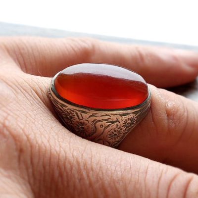 انگشتر قدیمی مردانه عقیق قلمزنی قدیم a237_6