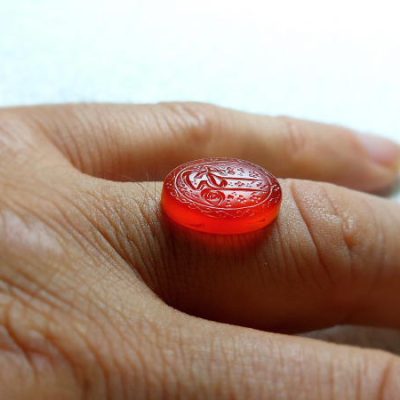 نگین عقیق خطی متن علی فاطمه محسن محرمی 1