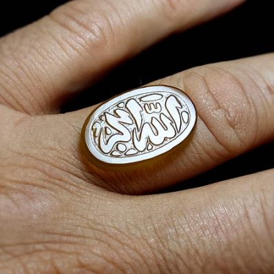 نگین عقیق هندی خطی الله اکبر خط کوپال 691_1