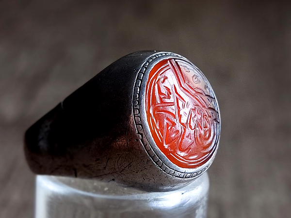 مهر انگشتر عقیق خطی قدیمی الراجی غلام حسن 1228 2