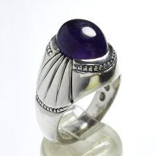 انگشتر نقره مردانه آمیتیست رکاب دست ساز 372