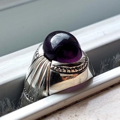 انگشتر نقره مردانه آمیتیست رکاب دست ساز 372_1