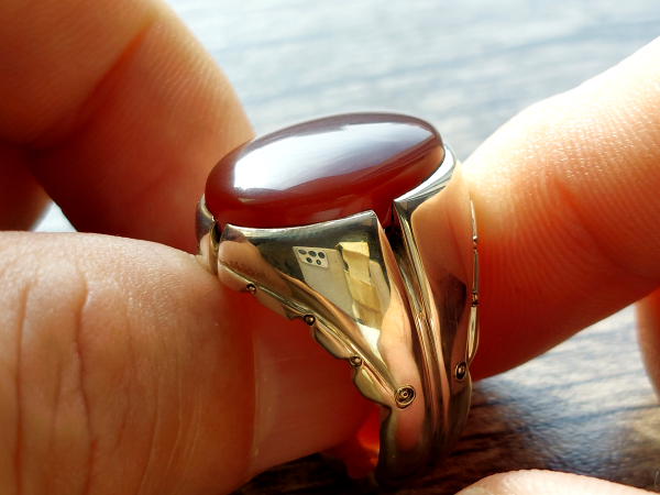 انگشتر عقیق کبدی یمنی a232_5