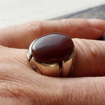 انگشتر عقیق کبدی یمنی a232_6