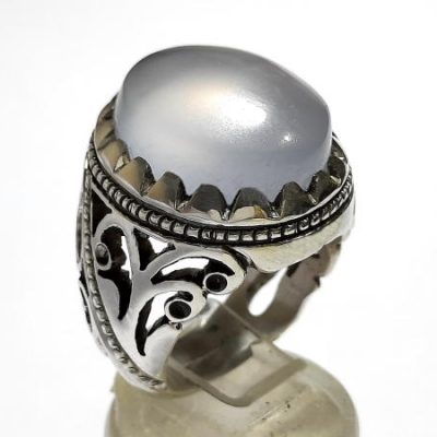 انگشتر مردانه عقیق کبود یمنی اصل زجاجی a418