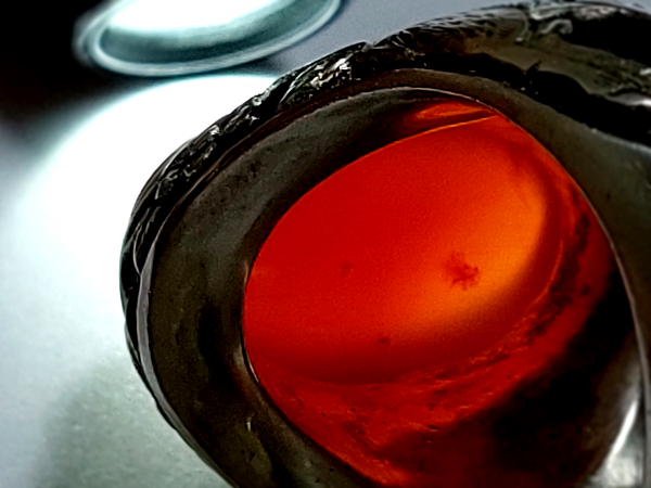 پشت نگین انگشتر قلمزنی عقیق یمن f695_2