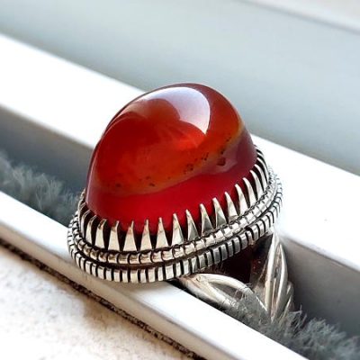 انگشتر مردانه عقیق سه پوست رکاب طهران آریا 1