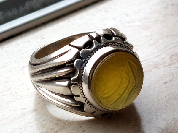 انگشتر نقره عقیق خطی هو الرزاق 7183_2