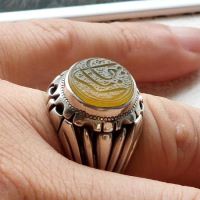 انگشتر نقره عقیق خطی هو الرزاق 7183_3