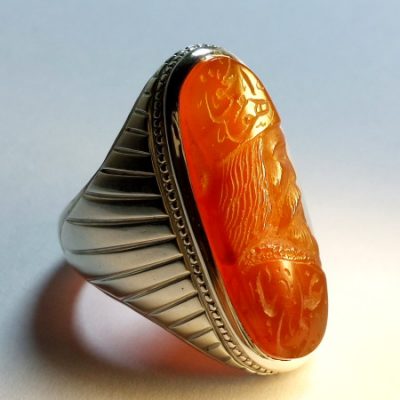 انگشتر عقیق خطی شمایل 7157_1