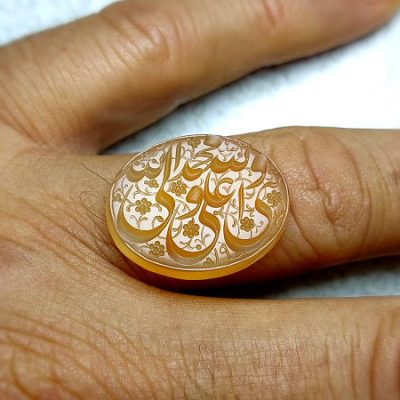 نگین عقیق یمن خطی محمد نبی الله و علی ولی الله 505_1