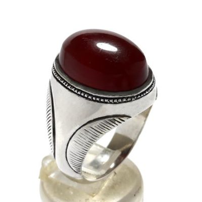 انگشتر مردانه عقیق سرخ یمنی ممتاز کمیاب f305
