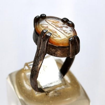 انگشتر ظریف عقیق خطی خامس آل عبا 7165