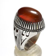 انگشتر مردانه جزع کهنه یمانی اصل نقره a410