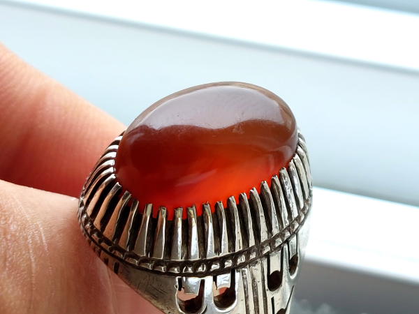 انگشتر مردانه جزع کهنه یمانی اصل نقره a410_3 انگشتر مردانه جزع کهنه یمانی اصل نقره a410_3