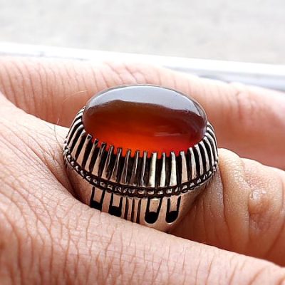 انگشتر مردانه جزع کهنه یمانی اصل نقره a410_6