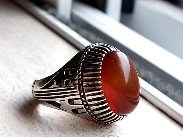 انگشتر مردانه جزع کهنه یمانی اصل نقره a410_7 انگشتر مردانه جزع کهنه یمانی اصل نقره a410_7