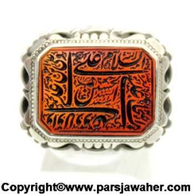 انگشتر مردانه نقره عقیق خط میرزا غبارنویسی 2826