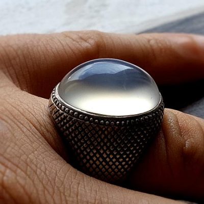 انگشتر مردانه عقیق نباتی یمنی زجاجی a199_7