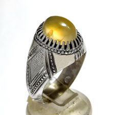 انگشتر عقیق زرد نباتی کهنه یمنی اصل a411