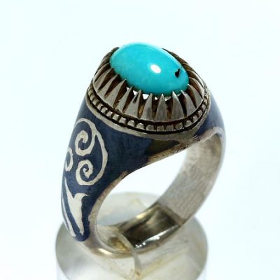 انگشتر مردانه فیروزه نیشابوری سیاه قلم 220