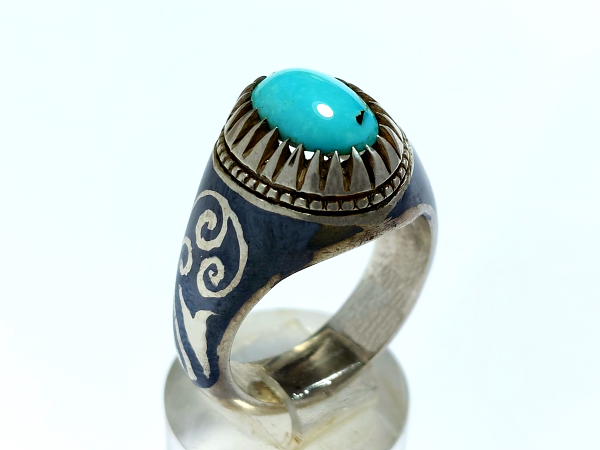 انگشتر مردانه فیروزه نیشابوری سیاه قلم 220 انگشتر مردانه فیروزه نیشابوری سیاه قلم 220