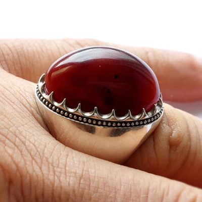 انگشتر مردانه عقیق یمنی کهنه اصل کمالی f694_4