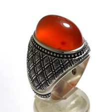 انگشتر مردانه عقیق پرتقالی یمنی a238