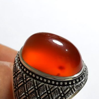 انگشتر مردانه عقیق پرتقالی یمنی a238_1