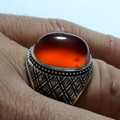 انگشتر مردانه عقیق پرتقالی یمنی a238_2