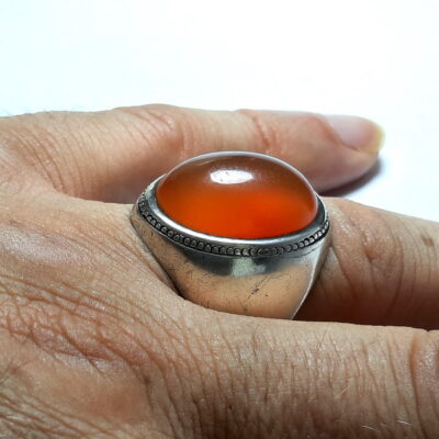 انگشتر قدیمی عقیق نارنجی یمنی a500.6