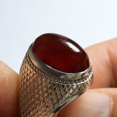 انگشتر جزع یمانی سرخ تیره اصل a510_1