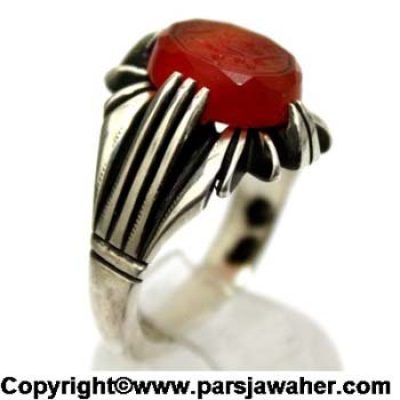 انگشتر عقیق خطی رکاب چهار چنگ احمدی 8245