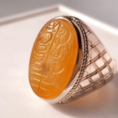 انگشتر عقیق زرد خطی 7140_4