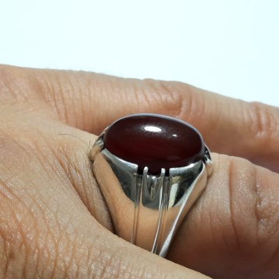 انگشتر عقیق سرخ تیره یمن f613_4