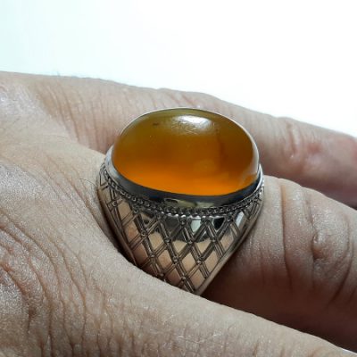 انگشتر مردانه عقیق زرد یمن f565_2