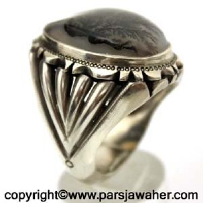 انگشتر مردانه عقیق شجر صدف زنجان 703