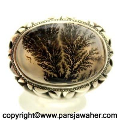 انگشتر نقره مردانه عقیق شجر صدف زنجان 703