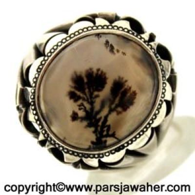 انگشتر مردانه عقیق شجر اصل قائن 151