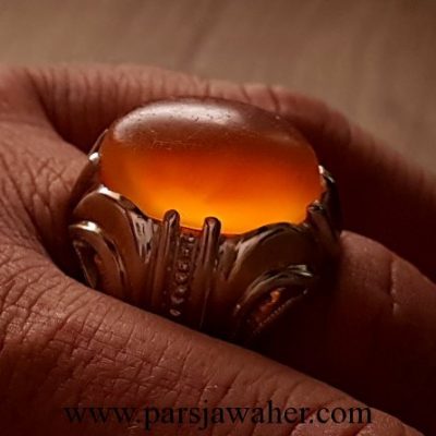انگشتر مردانه عقیق پرتقالی کهنه یمنی 1043