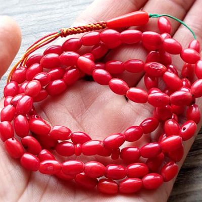 تسبیح مرجان سرخ طبیعی کهنه 101 دانه 271_4