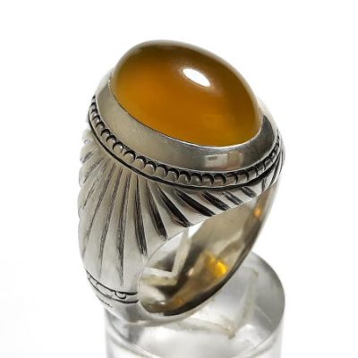 انگشتر مردانه عقیق زرد شرف الشمس رکاب ری احمد