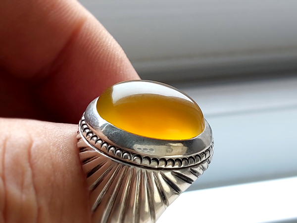 انگشتر مردانه عقیق زرد شرف الشمس رکاب ری احمد 1