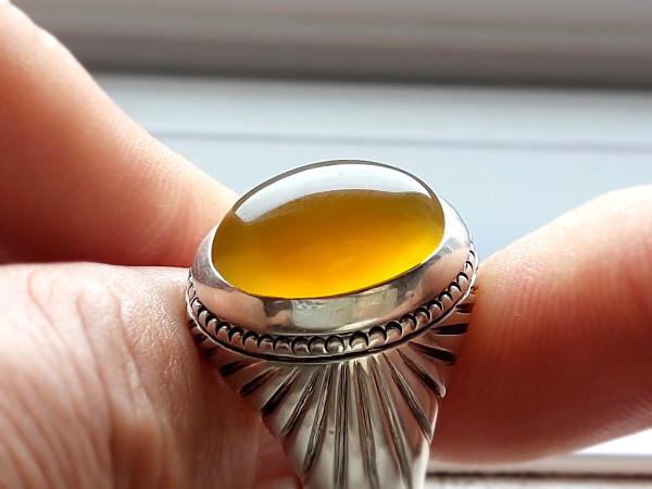 انگشتر مردانه عقیق زرد شرف الشمس رکاب ری احمد 2